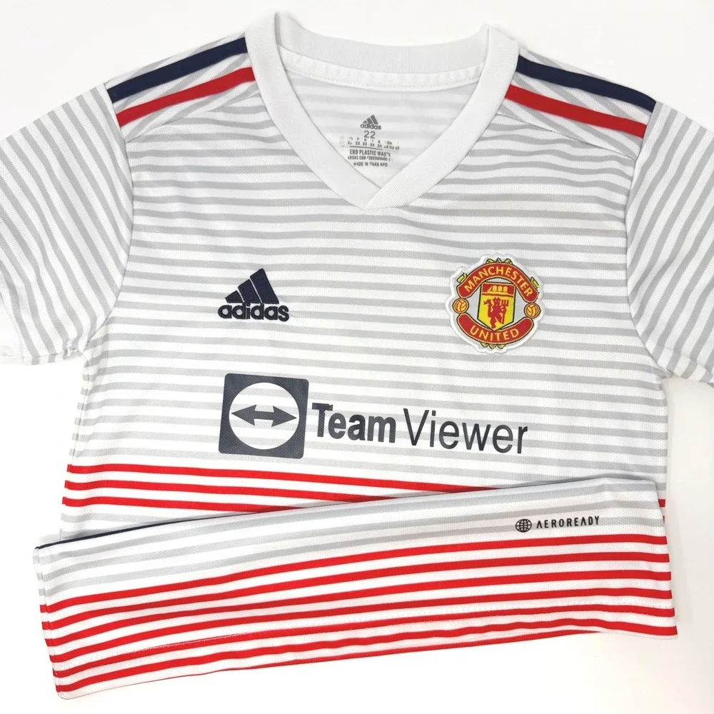 Adidas Manchester United 2021-22 Away‎ Jersey Youth Size 22 XS 5/6 Striped